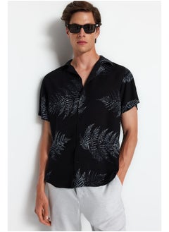 اشتري Black Regular Fit Wide Collar Short Sleeve Flowy Shirt TMNSS20GO0574 في مصر