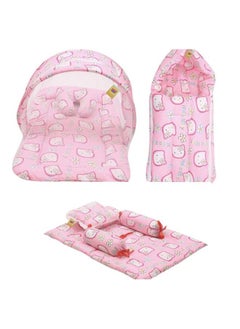 Buy Combo Of Baby Mattress With Net ; Sleeping Bag ; 4 Pcs Bedding Set(06 Months Pink Size) in UAE