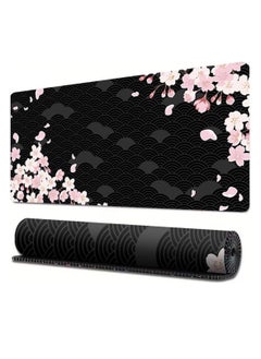 Buy ECVV Gaming Mouse Pad XL - 80x30cm Large Mouse Mat with Anti-Slip Rubber Base for Keyboard and Mouse, for Home and Office（Black Wave Cherry Blossoms） in Saudi Arabia