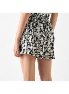 Buy All-Over The Celestials Print Shorts with Semi-Elasticated Waistband and Pockets in UAE