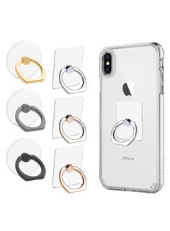 Buy 6 PiecesTransparent Cell Phone Ring Holder 360 Degree Rotation Finger Ring Grip Kickstand Compatible for Various Mobile Phones Smartphones 3 Square & 3 Round Shape in UAE