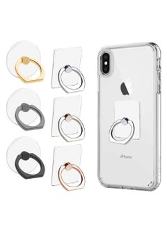 Buy 6 PiecesTransparent Cell Phone Ring Holder 360 Degree Rotation Finger Ring Grip Kickstand Compatible for Various Mobile Phones Smartphones 3 Square & 3 Round Shape in UAE