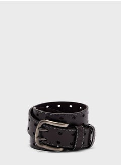 Buy Faux Leather Punch Hole Detail Belt in UAE