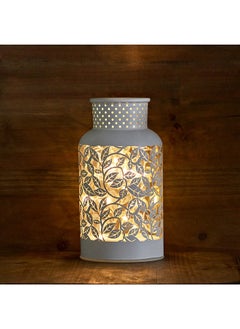 Buy Evren Floral Cutwork Glass Lantern with LED Lights 8 x 15 x 8 cm in UAE