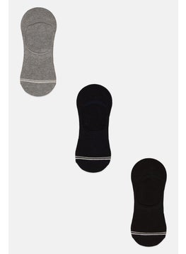 اشتري Men 3 Pair Brand Logo Invisible Socks, Grey/Black/Navy في الامارات