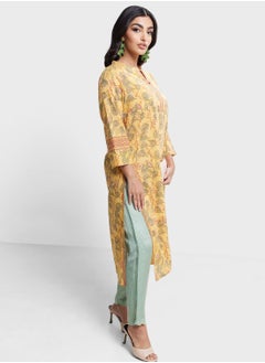 Buy Crew Neck Floral Printed Long Kurta in UAE