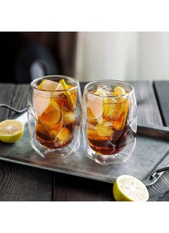 Buy Zen 2-Piece Double Wall Diamond Shape Glass Set 350 ml in UAE