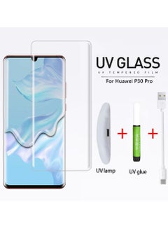 اشتري Huawei P30 Pro UV Screen Protector 6D Tempered Glass 9H Adhesive Nano Liquid UV Glue Full Coverage Clear في الامارات