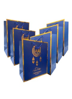 Buy 6 Piece Blue and Gold Ramadan Kareem Gift Bags in UAE