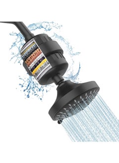 Buy Shower Head and 15 Stage Shower Filter Combo High Pressure 5 Spray Settings Filtered Showerhead with Water Softener Filter Cartridge for Hard Water Remove Chlorine and Harmful Substances in UAE