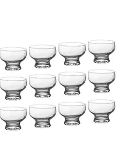 Buy A set of 12-piece clear glass ice cream serving bowls Capacity 280 mm in Saudi Arabia