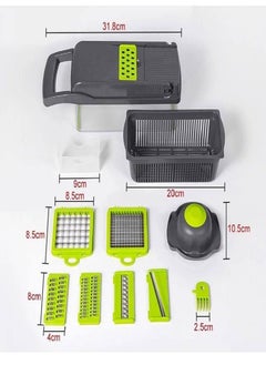 Buy 11-Piece Fruit And Vegetable Chopper And Slicer Set Green/White 1500ml in Egypt