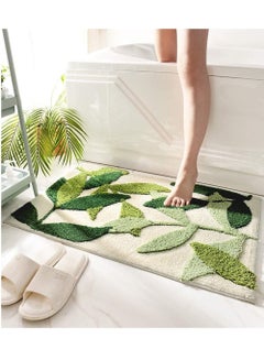 Buy Green Leaves Bath Mats Bathroom Rugs Non-Slip Soft Microfiber Absorbent Machine Washable Entrance Doormat for Floor Tub Shower 17.5 25.5 Inches in Saudi Arabia