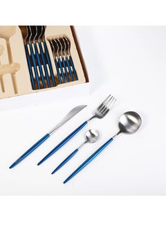 Buy Spoon Bag 24 Pieces Silver Blue in Saudi Arabia