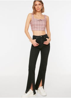 Buy Split Hem High Waist Jeans in UAE