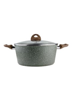 Buy Marble Coated Casserole With Lid Grey - 30CM in Saudi Arabia