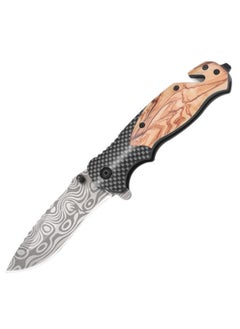 اشتري Camping Survival Stainless Steel Outdoor Knife With High Hardness Solid Wood Handle Folding Knife في السعودية