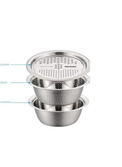اشتري طقم من 3 قطع مبشرة ومصفاة وعجان من الاستالنس استيل متعدد الإستخدام لبشر الجبن وتقطيع شرائح الشيبسي وغسل الخروات وتصفية الأرز وتحضير العجين في مصر