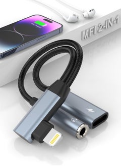 Buy Headphone and Charger Adapter for iPhone 2-in-1 Lightning to 3.5mm AUX Audio and Lightning Charger Splitter Dongle for iPhone 14 13/ 12 11 Pro Max Pro Plus 8 7 6 Plus in UAE