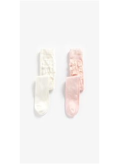 Buy Pink and Cream Frilly Tights 2 Pack in UAE