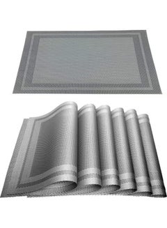 Buy 6-Pack Gray Placemats - Anti-Slip Cross-Weave PVC+Polyester Table Mats, Washable Placemats in Saudi Arabia