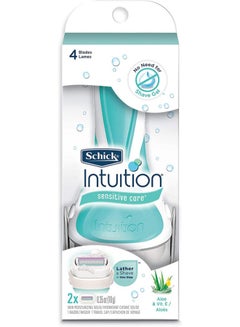 Buy Intuition Sensitive Care 4 Blade Razor Kit For Women-Enriched With Aloe & Vitamin E-No Need Or Shave Gel-Lather & Shave In One Step-Soft Rubber Grip-Soft Rubber Grip-Leaving Skin Naturally in UAE