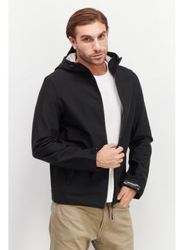 Buy Men Solid Windbreaker Jacket, Black in UAE