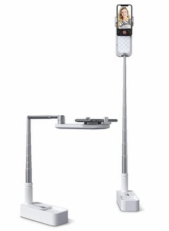 اشتري Selfie Stand Extension 360° Swivel with Phone Holder, Height and Angle Adjustable Brightness LED Light for Audio Video Recording في الامارات