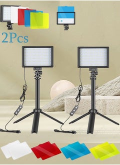 Buy 2Pcs LED Video Light Kits Household Dimmable Photography Lighting Tool Adjustable Tripod Stand Multi Color Filters USB Fill Lights for Tabletop Shooting in Saudi Arabia