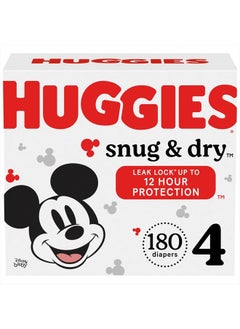 اشتري Huggies Size 4 Diapers, Snug & Dry Baby Diapers, Size 4 (22-37 lbs), 180 Count (6 Packs of 30), Packaging May Vary في الامارات