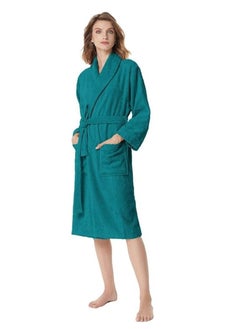 Buy Peacock Green Colour Spa Terry  Bathrobe XL Size in UAE