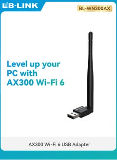 Buy LB-LINK WiFi6 Adapter 300Mbps Usb Wireless Network Adapter High Gain 6dBi Antenna for PC Desktop Dongle Laptop 802.11b/g/n Protocol in Saudi Arabia