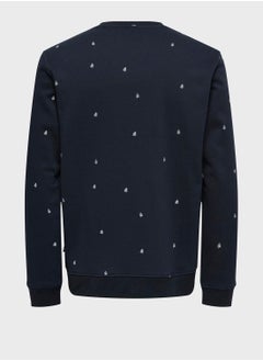 Buy All Over Print Crew Neck Sweatshirt in Saudi Arabia