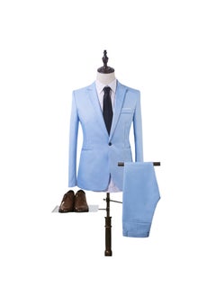 Buy 2022 Spring and Autumn Mens Suit Korean Slim-fit Youth Suit Jacket Best Man Suit Taobao Daifa Sky Blue in Saudi Arabia