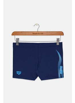 Buy Men Drawstring Brand Logo Swim Trunks, Navy and Blue in Saudi Arabia