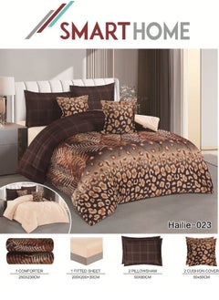 Buy Winter Double Duvet Set 6 Pieces Double Sided System, Velvet Bedspread with Microfiber Filling, Silky Feel Duvet on Both Sides, Queen Size Bedspread 230x250cm, Bedspread Fits 200X200cm Bed in Saudi Arabia