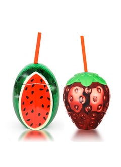 Buy Watermelon and Strawberry Disco Ball Cups, 2 PCS Party Decorations Fruit Cups with Lids and Straws, Removable and Reusable, Party Supplies for Adults Kids Favors in Saudi Arabia