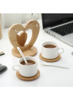 Espresso Cups Set of 2 On Bamboo Heart