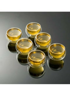 Buy Set of 6 Double Wall Borosilicate Glass Tea Cup 50 ML in UAE