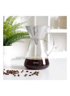 Buy Coffee Pot Borosilicate Glass Pour Over Series with Stainless Steel Filter, Heat Resistant Glass Tea Pot Infuser, Great For Loose Leaf Tea, Blooming Tea Bags 900ml in UAE