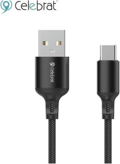 اشتري كابل USB إلى Lightning من Celebrat CB-32 A-C مصنوع من الألومنيوم يدعم الشحن بقوة 2.4 أمبير للهواتف المحمولة بطول 1 متر - أسود في مصر