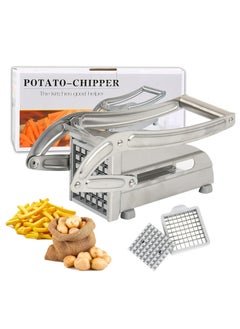 Buy French Fries Cutter Machine – Stainless Steel 2-Blade Commercial French Fry Potato Chipper & Vegetable Slicer, Multi-Function Potato Chopper for Home, Restaurant, Fruits, Veggie Slicer Chipp in UAE