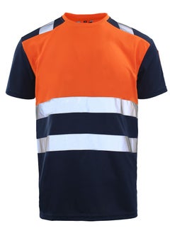 Buy Safety Shirts for Men Reflective High Visibility Quick Dry Short Sleeve Construction Work T Shirts Orange/Black in UAE