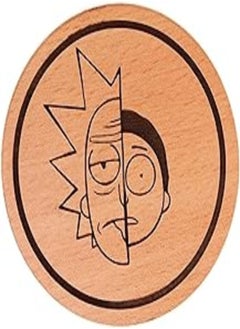 Buy Laser Crafts Rick and Morty Logo Laser Engraved Wood Coaster 9.5cm Diameter in Egypt