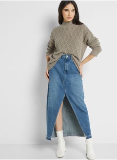 اشتري High Waist Denim Skirt في الامارات