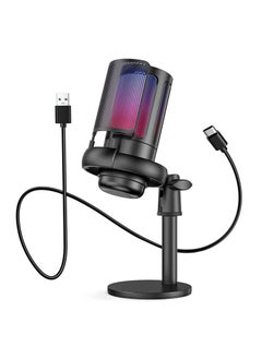 Buy USB Microphone for PC, Gaming Mic for PS4/ PS5/ Mac/Phone, Condenser Mic with Quick Mute, RGB Lighting, Pop Filter, Shock Mount, Gain Control, for Gaming, Streaming, Podcasting, Recording, YouTube in UAE