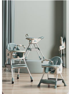 Buy Adjustable Multifunctional Portable Foldable Dining Highchair With Removable Tray-Green in Saudi Arabia