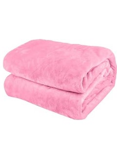 Buy Single Micro Fleece Flannel Blanket 260 GSM Super Plush and Comfy Throw Blanket Size 150 x 200cm Pink in UAE