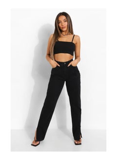 Buy Petite Basic High Waist Split Hem Jeans in Saudi Arabia