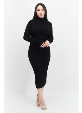 Buy Women Knitted Maxi Dress, Black in Saudi Arabia